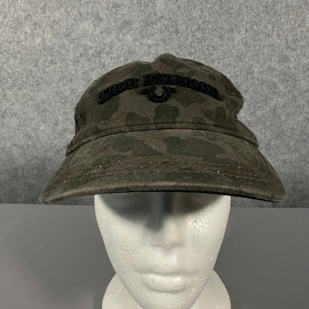 True Religion Baseball Cap OS Green Camo Mens Embroidered Logo Adjustable
